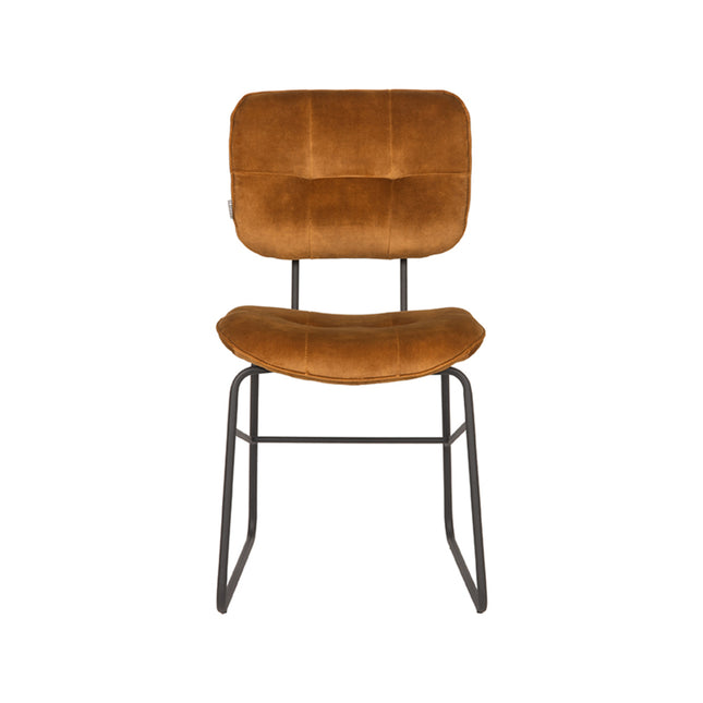 LABEL51 - Eetkamerstoel Dez 49x60x87 cm - Oker Velours | Zwart Metaal