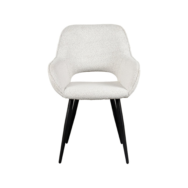 LABEL51 - Eetkamerstoel Fer 58x57x87 cm - Ecru Boucle | Zwart Metaal