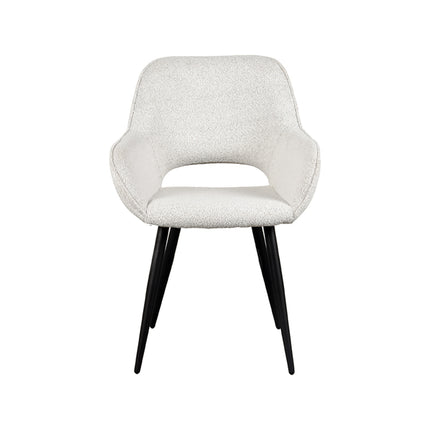 LABEL51 - Eetkamerstoel Fer 58x57x87 cm - Champagne Boucle | Zwart Metaal