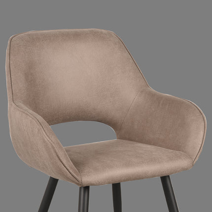 LABEL51 - Eetkamerstoel Fer 58x57x87 cm - Taupe Micro Suede | Zwart Metaal