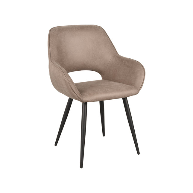 LABEL51 - Eetkamerstoel Fer 58x57x87 cm - Taupe Micro Suede | Zwart Metaal