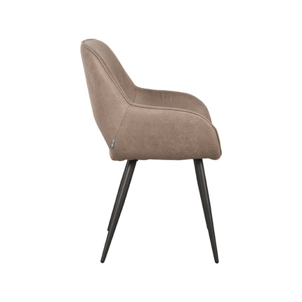 LABEL51 - Eetkamerstoel Fer 58x57x87 cm - Taupe Micro Suede | Zwart Metaal