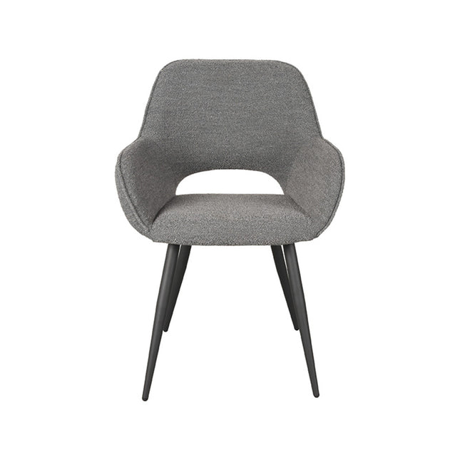LABEL51 - Eetkamerstoel Fer 58x57x87 cm - Grijs Boucle | Zwart Metaal