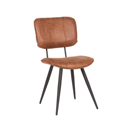 LABEL51 - Eetkamerstoel Fos 49x60x87 cm - Cognac Leder | Zwart Metaal