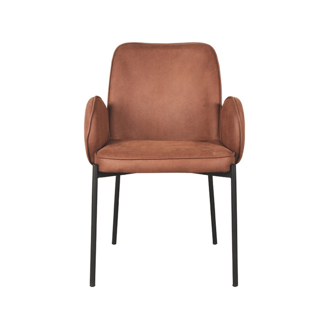 LABEL51 - Eetkamerstoel Jari 55x60x86 cm - Cognac Microvezel | Zwart Metaal