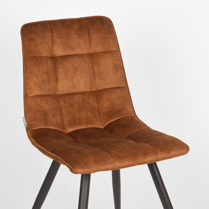 LABEL51 - Eetkamerstoel Jelt 45x56x84 cm - Oker Velours | Zwart Metaal