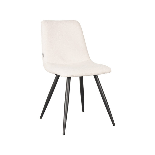 LABEL51 - Eetkamerstoel Jep 45x56x85 cm - Ivoor Teddy | Zwart Metaal