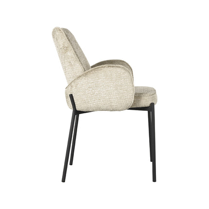 LABEL51 - Eetkamerstoel Joni 55x60x86 cm - Beige Elegance | Zwart Metaal