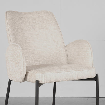 LABEL51 - Eetkamerstoel Joni 55x60x86 cm - Creme Elegance | Zwart Metaal