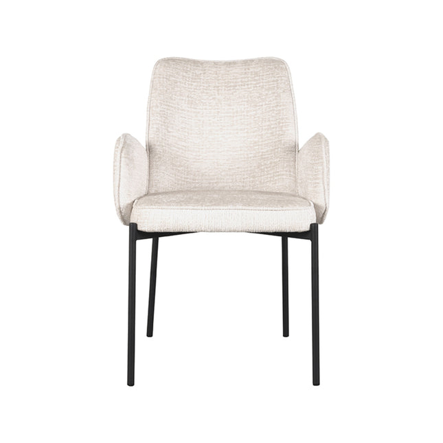 LABEL51 - Eetkamerstoel Joni 55x60x86 cm - Creme Elegance | Zwart Metaal