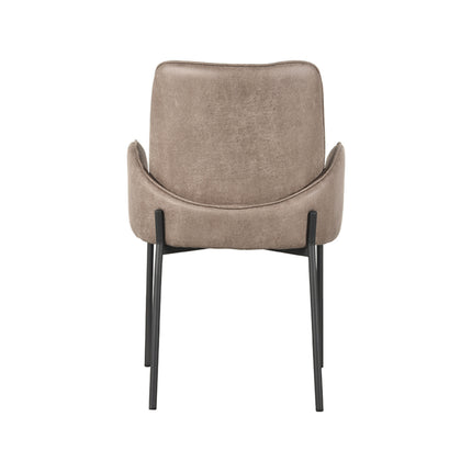LABEL51 - Eetkamerstoel Joni 55x60x86 cm - Taupe Micro Suede | Zwart Metaal