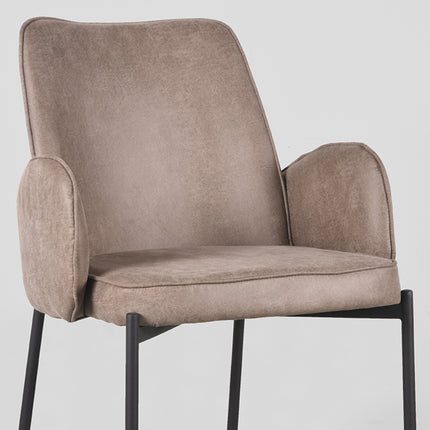 LABEL51 - Eetkamerstoel Joni 55x60x86 cm - Taupe Micro Suede | Zwart Metaal