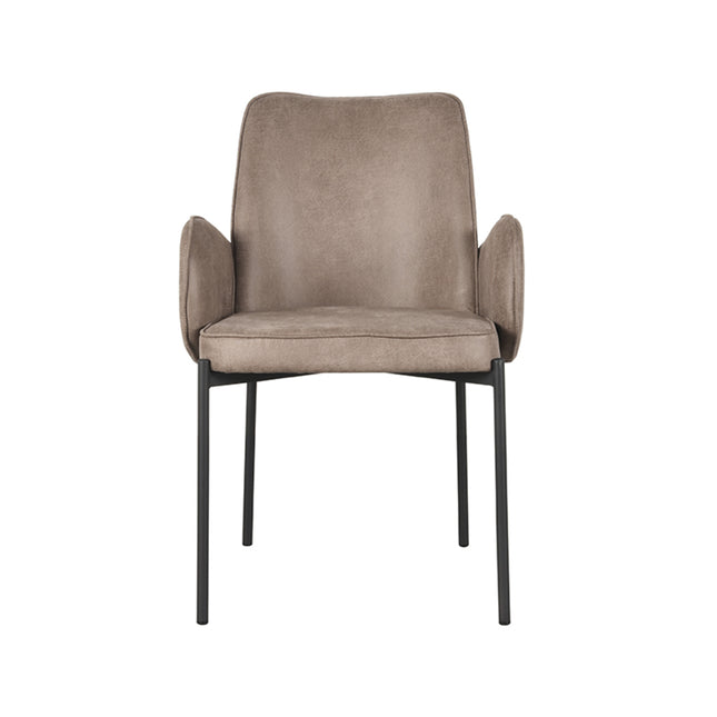 LABEL51 - Eetkamerstoel Joni 55x60x86 cm - Taupe Micro Suede | Zwart Metaal