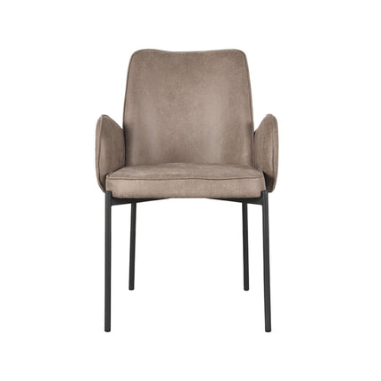 LABEL51 - Eetkamerstoel Joni 55x60x86 cm - Taupe Micro Suede | Zwart Metaal