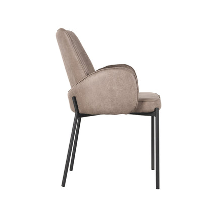 LABEL51 - Eetkamerstoel Joni 55x60x86 cm - Taupe Micro Suede | Zwart Metaal