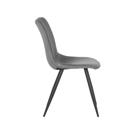 LABEL51 - Eetkamerstoel Jort 48x61x91 cm - Donkergrijs Ribcord | Zwart Metaal