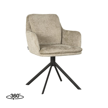 LABEL51 - Eetkamerstoel Joy 58x63x83 cm - Beige Elegance | Zwart Metaal