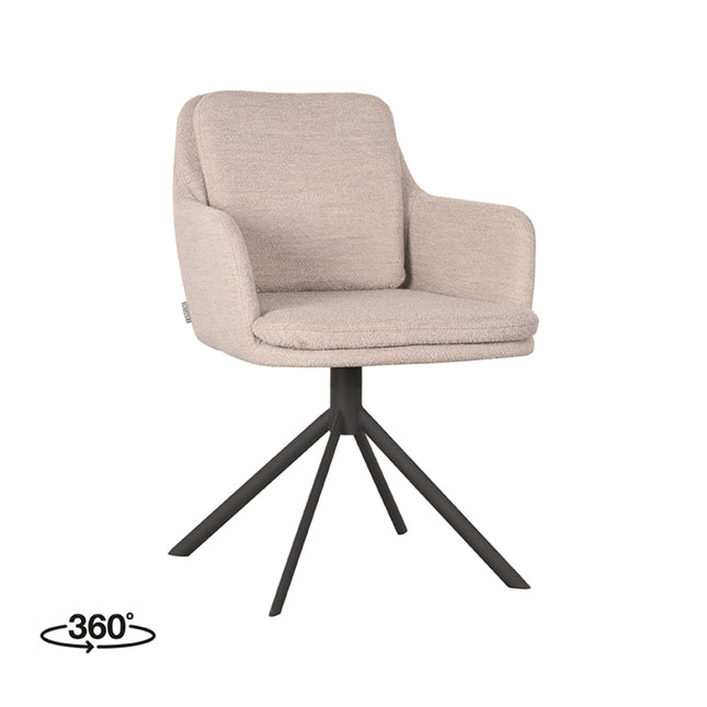 LABEL51 - Eetkamerstoel Joy 58x63x83 cm - Naturel Boucle | Zwart Metaal