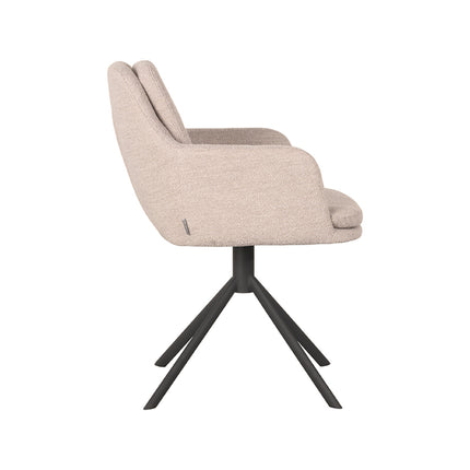 LABEL51 - Eetkamerstoel Joy 58x63x83 cm - Naturel Boucle | Zwart Metaal