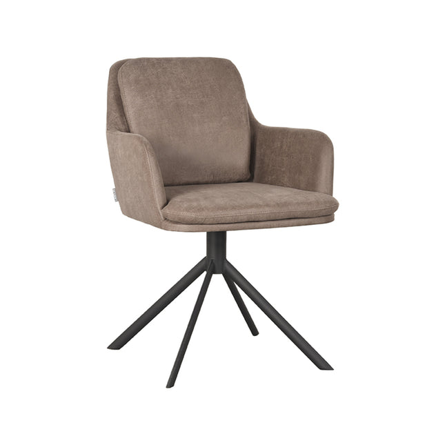 LABEL51 - Eetkamerstoel Joy 58x63x83 cm - Taupe Micro Suede | Zwart Metaal