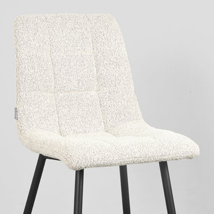 LABEL51 - Eetkamerstoel Juul 54x45x89 cm - Champagne Boucle | Zwart Metaal