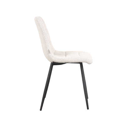 LABEL51 - Eetkamerstoel Juul 54x45x89 cm - Champagne Boucle | Zwart Metaal