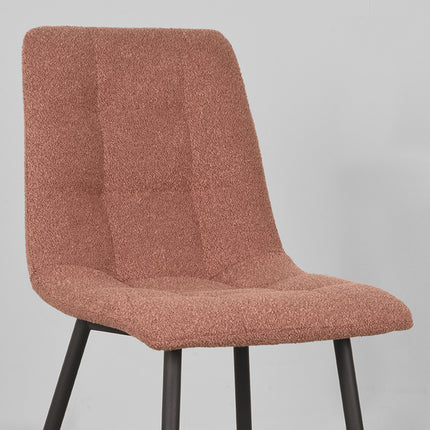 LABEL51 - Eetkamerstoel Juul 54x45x89 cm - Terra Boucle | Zwart Metaal
