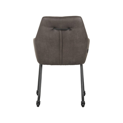 LABEL51 - Eetkamerstoel Lenny 56x64x84 cm - Antraciet Micro Suede | Zwart Metaal