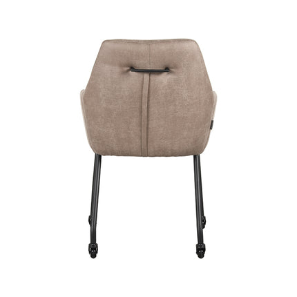 LABEL51 - Eetkamerstoel Lenny 56x64x84 cm - Taupe Micro Suede | Zwart Metaal