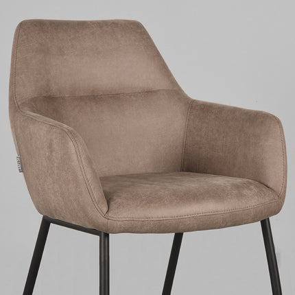 LABEL51 - Eetkamerstoel Lenny 56x64x84 cm - Taupe Micro Suede | Zwart Metaal