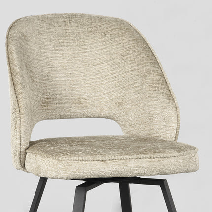 LABEL51 - Eetkamerstoel Lewis 52x58x84 cm - Beige Elegance | Zwart Metaal