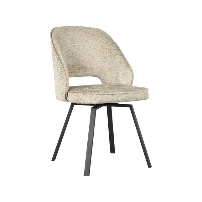 LABEL51 - Eetkamerstoel Lewis 52x58x84 cm - Beige Elegance | Zwart Metaal