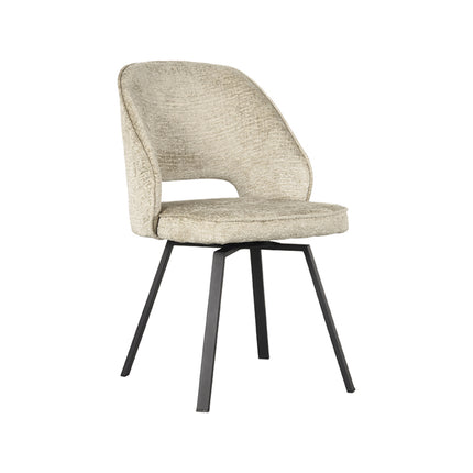 LABEL51 - Eetkamerstoel Lewis 52x58x84 cm - Beige Elegance | Zwart Metaal