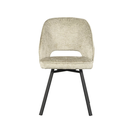 LABEL51 - Eetkamerstoel Lewis 52x58x84 cm - Beige Elegance | Zwart Metaal