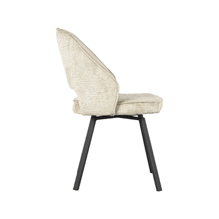 LABEL51 - Eetkamerstoel Lewis 52x58x84 cm - Beige Elegance | Zwart Metaal