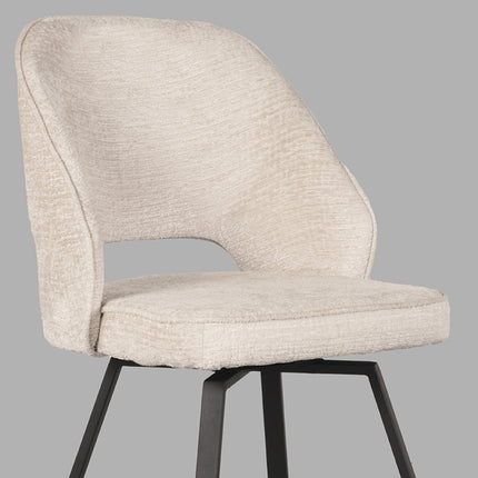 LABEL51 - Eetkamerstoel Lewis 52x58x84 cm - Creme Elegance | Zwart Metaal