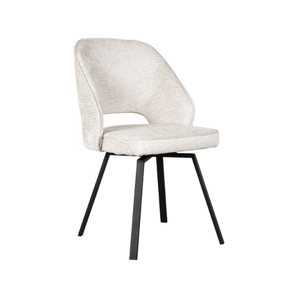 LABEL51 - Eetkamerstoel Lewis 52x58x84 cm - Creme Elegance | Zwart Metaal