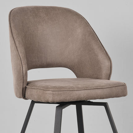 LABEL51 - Eetkamerstoel Lewis 52x58x84 cm - Taupe Micro Suede | Zwart Metaal