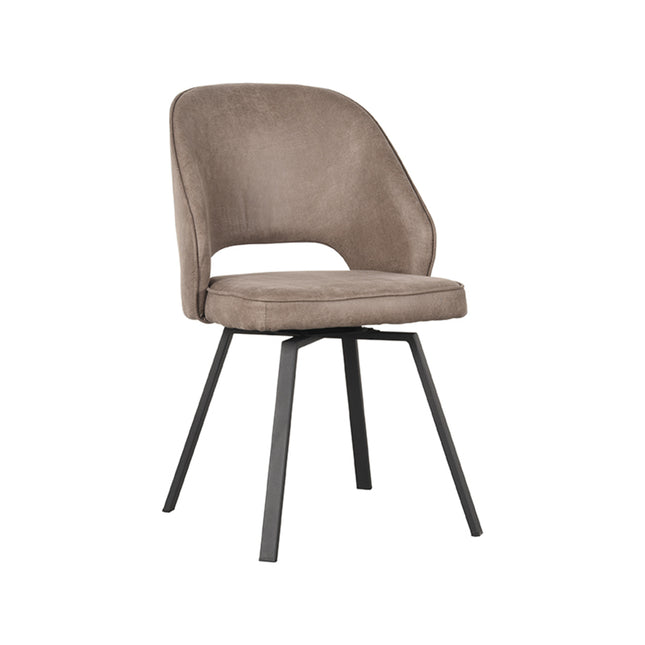 LABEL51 - Eetkamerstoel Lewis 52x58x84 cm - Taupe Micro Suede | Zwart Metaal