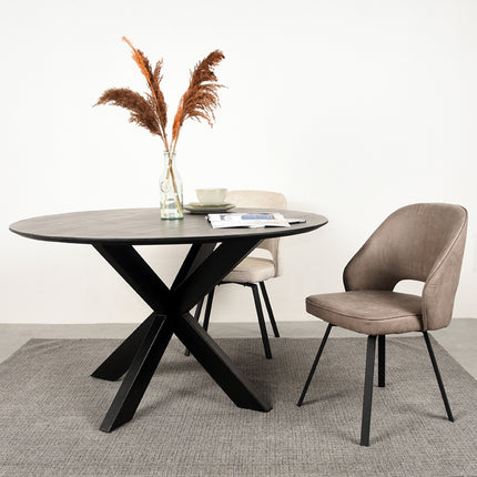 LABEL51 - Eetkamerstoel Lewis 52x58x84 cm - Taupe Micro Suede | Zwart Metaal
