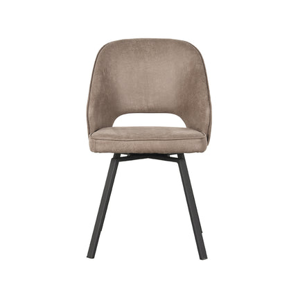 LABEL51 - Eetkamerstoel Lewis 52x58x84 cm - Taupe Micro Suede | Zwart Metaal