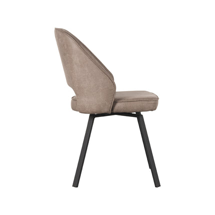 LABEL51 - Eetkamerstoel Lewis 52x58x84 cm - Taupe Micro Suede | Zwart Metaal