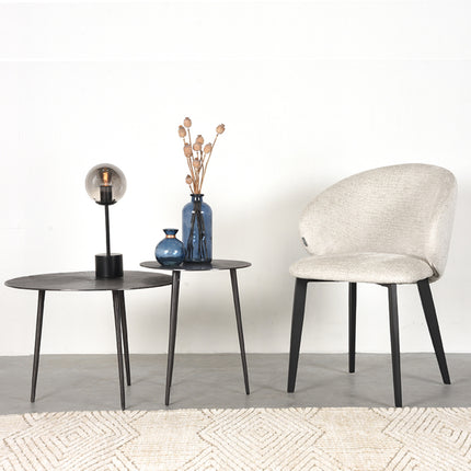 LABEL51 - Eetkamerstoel Logan 57x62x84 cm - Creme Elegance | Zwart Metaal