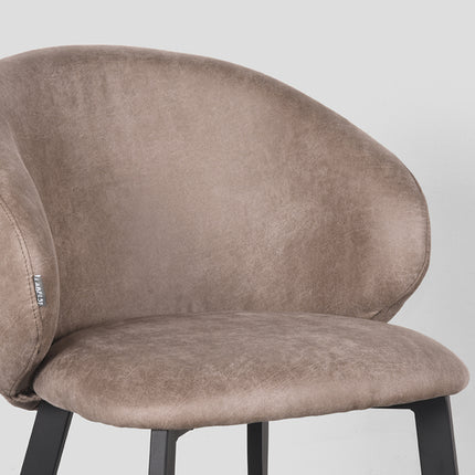 LABEL51 - Eetkamerstoel Logan 57x62x84 cm - Taupe Micro Suede | Zwart Metaal