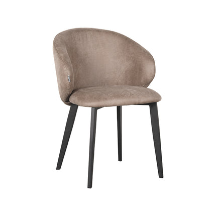 LABEL51 - Eetkamerstoel Logan 57x62x84 cm - Taupe Micro Suede | Zwart Metaal