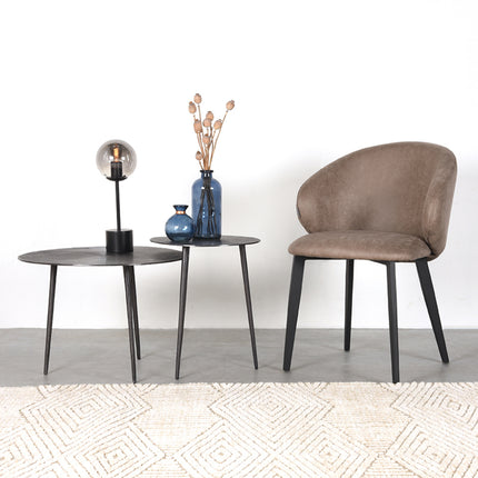 LABEL51 - Eetkamerstoel Logan 57x62x84 cm - Taupe Micro Suede | Zwart Metaal
