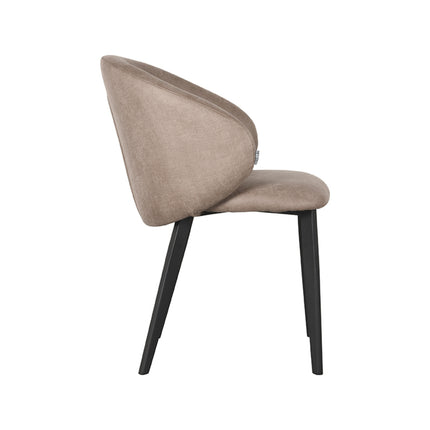 LABEL51 - Eetkamerstoel Logan 57x62x84 cm - Taupe Micro Suede | Zwart Metaal