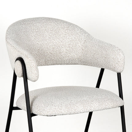 LABEL51 - Eetkamerstoel Lowen 58x60x84 cm - Ecru Boucle | Zwart Metaal