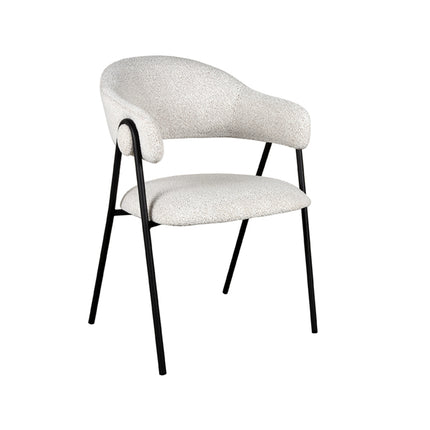 LABEL51 - Eetkamerstoel Lowen 58x60x84 cm - Champagne Boucle | Zwart Metaal