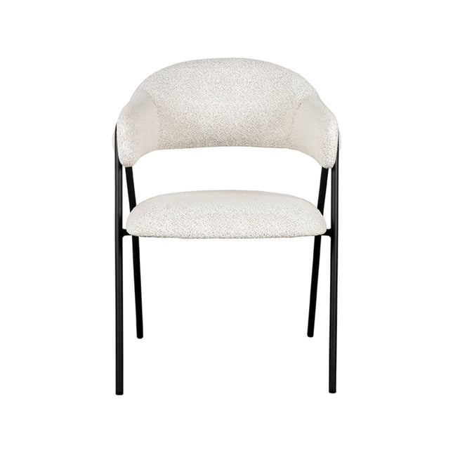 LABEL51 - Eetkamerstoel Lowen 58x60x84 cm - Ecru Boucle | Zwart Metaal